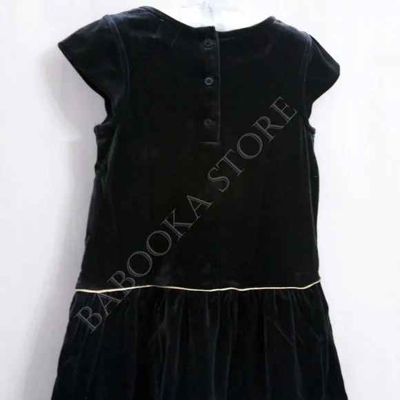 Gap Toddler Girl Black Ruffle Bow Dress, Velour Dress, Party PhotoShoot